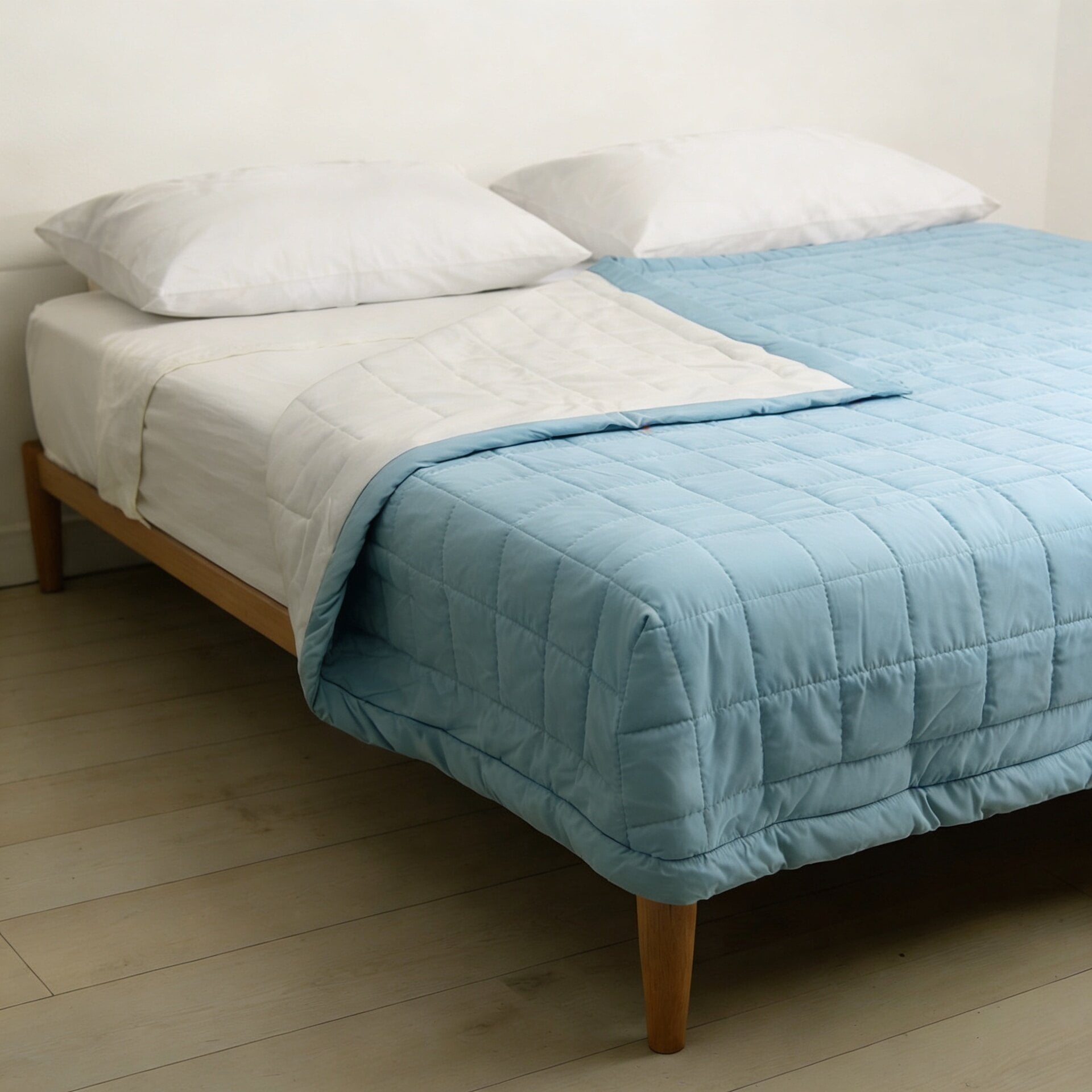 Coperta in Pile Antiacaro Acarbuster® - Tessuto azzurro + Pile avorio