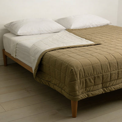 Coperta in Pile Antiacaro Acarbuster® - Tessuto beige + Pile avorio