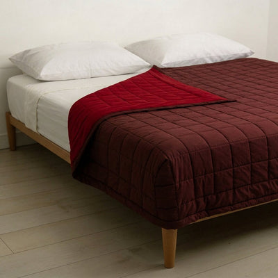Coperta in Pile Antiacaro Acarbuster® - Tessuto mosto + Pile avorio