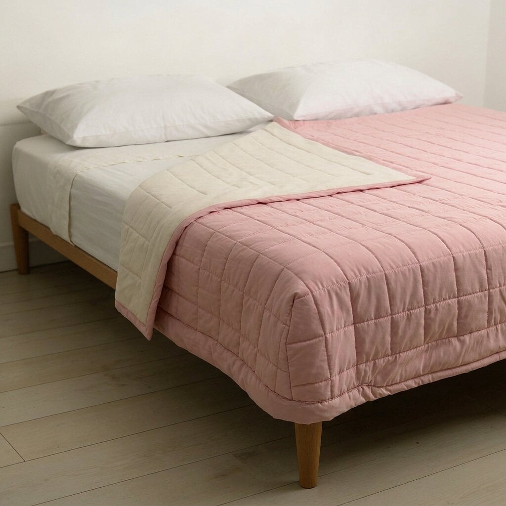 Coperta in Pile Antiacaro Acarbuster® - Tessuto rosa + Pile avorio