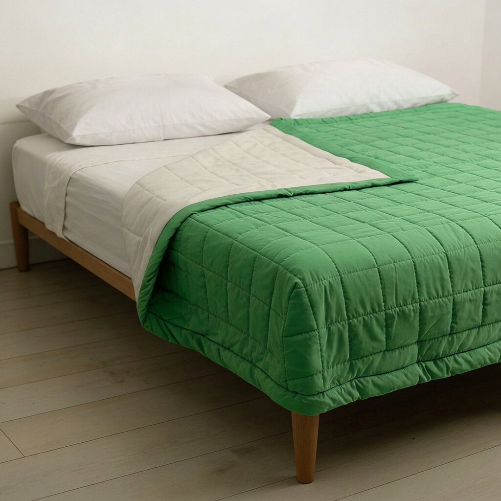 Coperta in Pile Antiacaro Acarbuster® - Tessuto verde acido + Pile avorio