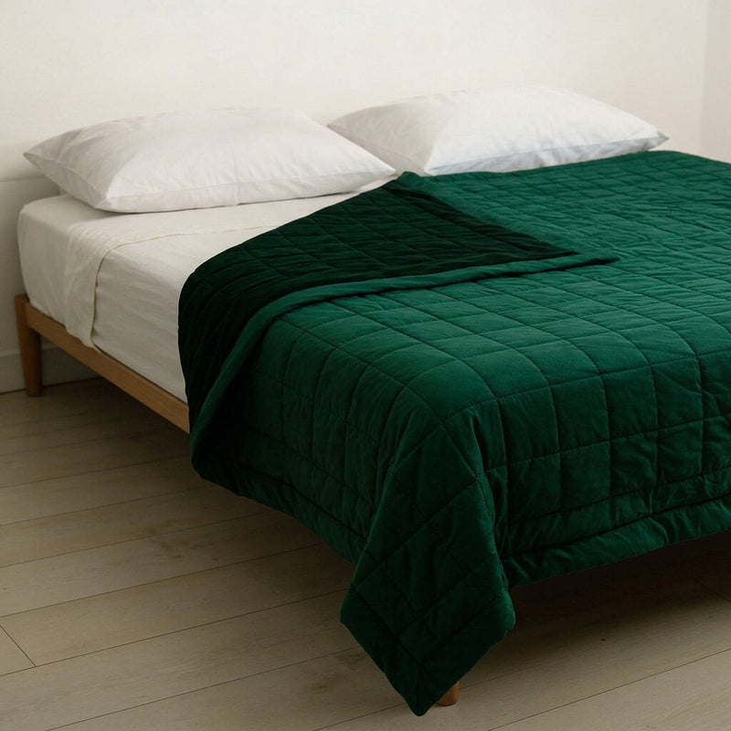 Coperta in Pile Antiacaro Acarbuster® - Tessuto verde scuro + Pile verde