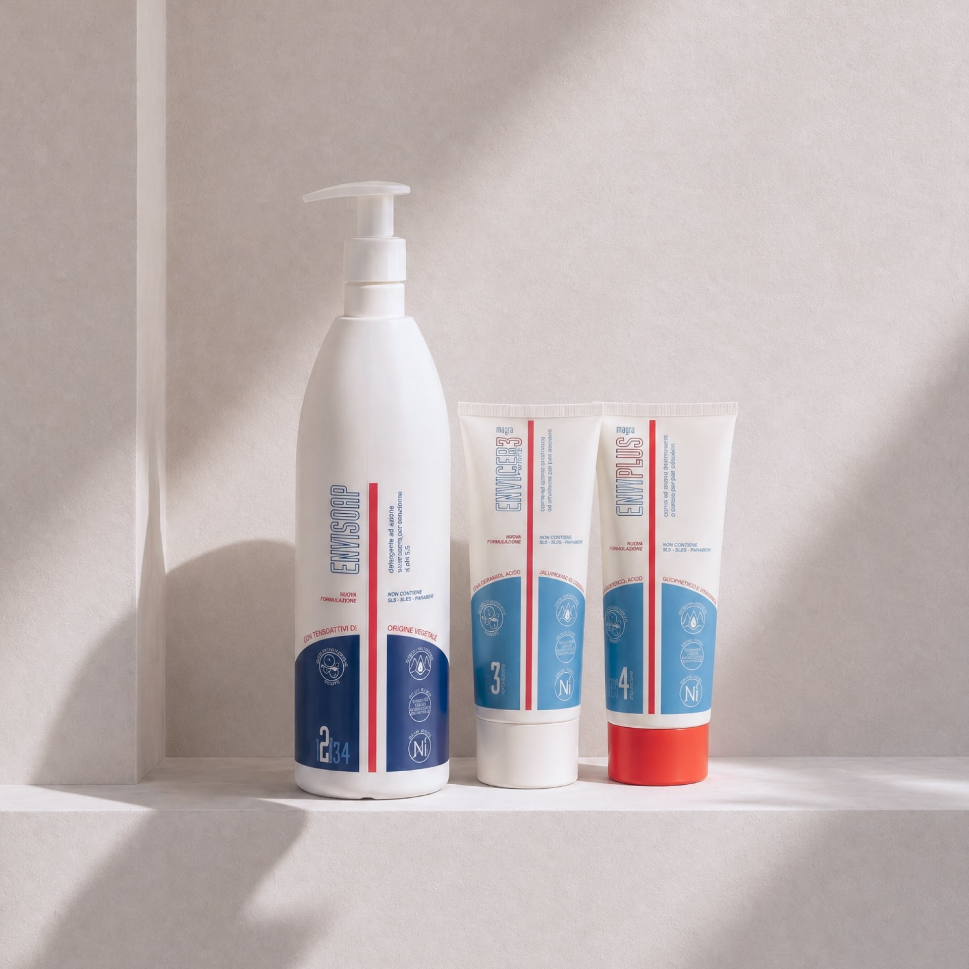 Nuovo set: Detergente e Creme Magre per Pelle Atopica – flacone in uso