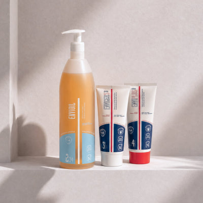 Nuovo set: Olio Detergente e Creme Grasse per Pelle Atopica – flacone in uso