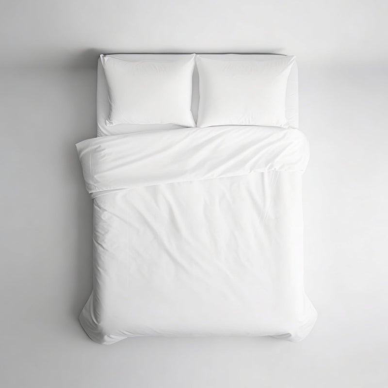 Copricuscino, Coprimaterasso e Copripiumino Antiacaro Acarbasic® – letto allestito vista frontale