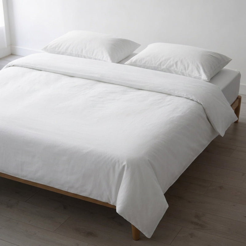 Copricuscino, Coprimaterasso e Copripiumino Antiacaro Acarbuster® – letto allestito vista frontale
