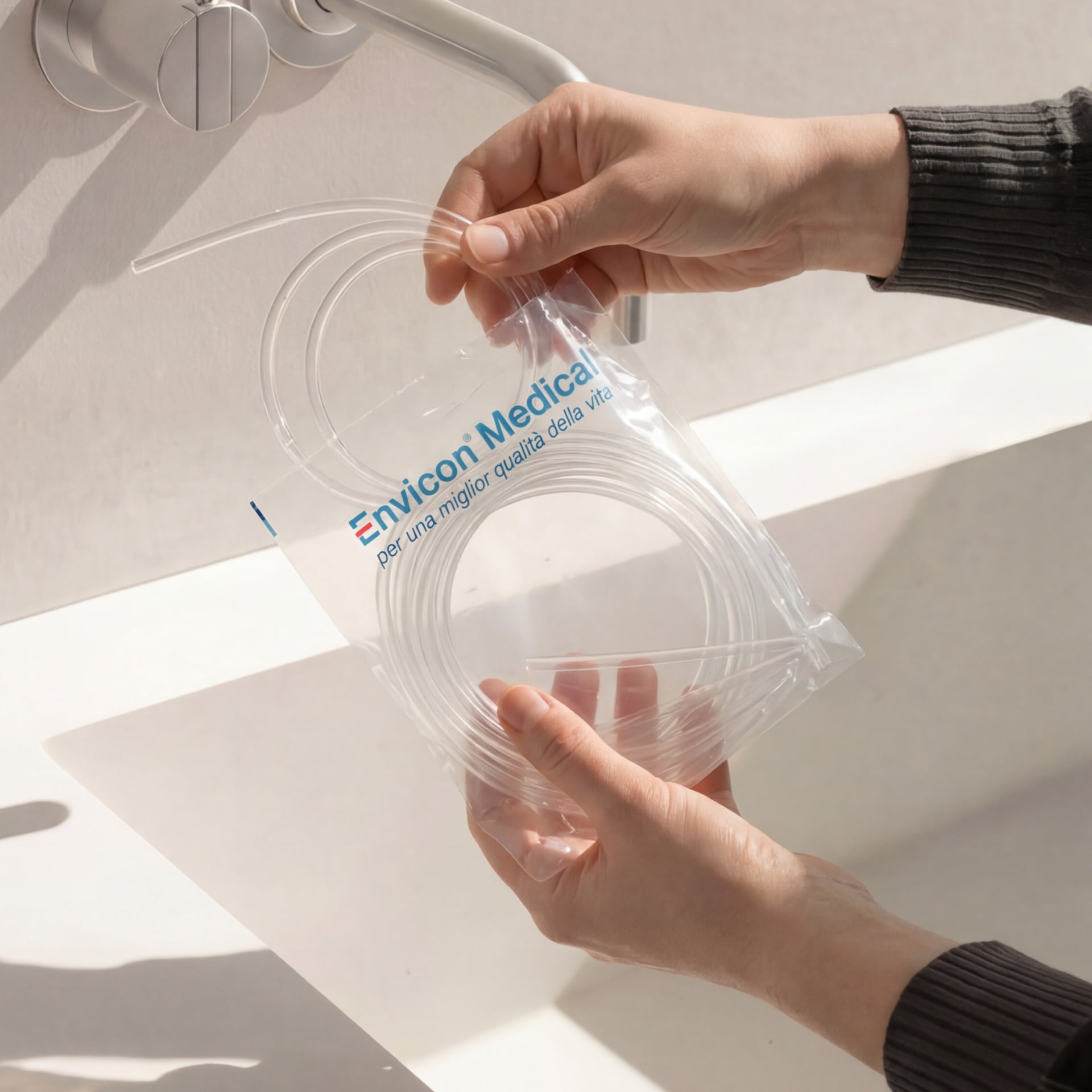 Tubi di Ricambio per Doccia per Lavaggio Nasale Rinoway® – flacone in uso